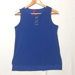 Love Scarlett Blue Sleeveless Tank Top with Ring‎ Detail - Size PS